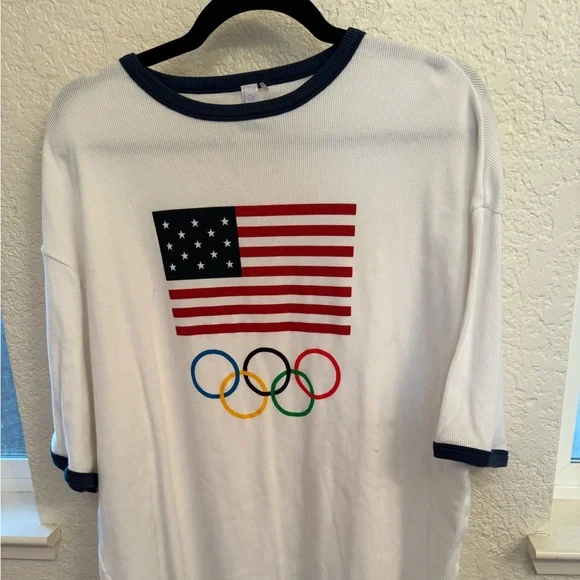 TEAM 2024 USA Olympics Paris Official Cotton Ribbed Olympic T-Shirt Mimi Dress - Picture 5 of 14
